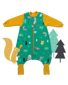 Śpiworek z bawełny organicznej z nogawkami zimowy 3.5 Tog Woodland Animals