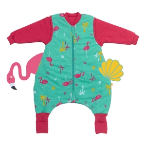 Śpiworek z bawełny organicznej z nogawkami całoroczny 2.5 Tog Flamingo