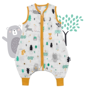 Śpiworek z nogawkami letni muślinowy 0.5 Tog Woodland Animals
