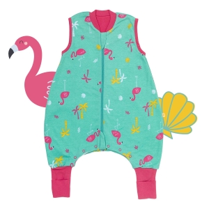 Śpiworek z bawełny organicznej z nogawkami całoroczny light 1.0 Tog Flamingo